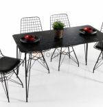 Masa bucatarie aspect marmura, Bety Homs 70 x 110 cm, negru