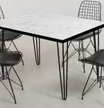 Masa pentru bucatarie aspect marmura, Bety Homs 80 x 120 cm, alb/negru