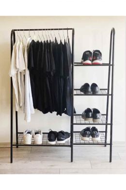 Stand suport umerase si pantofi, Garderob Homs, metal, negru