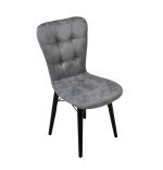 Set masa extensibila cu 6 scaune tapitate Homs cristal  negru-gri 170 x 80 cm