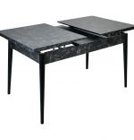 Set masa extensibila cu 6 scaune tapitate Homs cristal  negru-mustar 170 x 80 cm