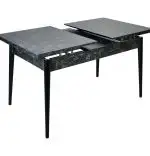 Set masa extensibila cu 6 scaune tapitate Homs cristal  negru-mustar 170 x 80 cm