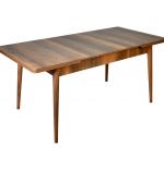 Set masa extensibila cu 6 scaune tapitate Homs cristal  nuc-mustar 170 x 80 cm