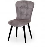 Set masa extensibila cu 6 scaune tapitate Homs cristal negru-bej 170 x 80 cm