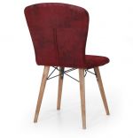 Set masa alba extensibila cu 4 scaune tapitate visiniu Homs picioare lemn 170 x 80 cm