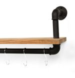Raft stil industrial cu agatatori bucatarie Homs 50x12  nuc-negru