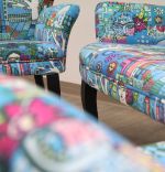 Canapea 2 persoane cocktail Relax Homs textil albastru