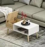 Masa cafea picioare lemn Nely Homs 90x45 cm stejar-alb