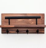 Cuier din lemn cu 4 agatatori cod 1006 Homs  32x 15 cm, maro nuc