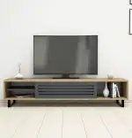 Resigilat:Comoda TV, Safir Homs, stejar/gri antracit, 35 x 160 x 40, PAL