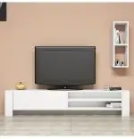 Comoda TV, Naz Homs, alb, 160 x 33 x 27 cm, PAL 18 mm