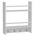 Etajera functionala cu agatatori Harley Homs, 53.6 x 60 x 14.5 cm, alb