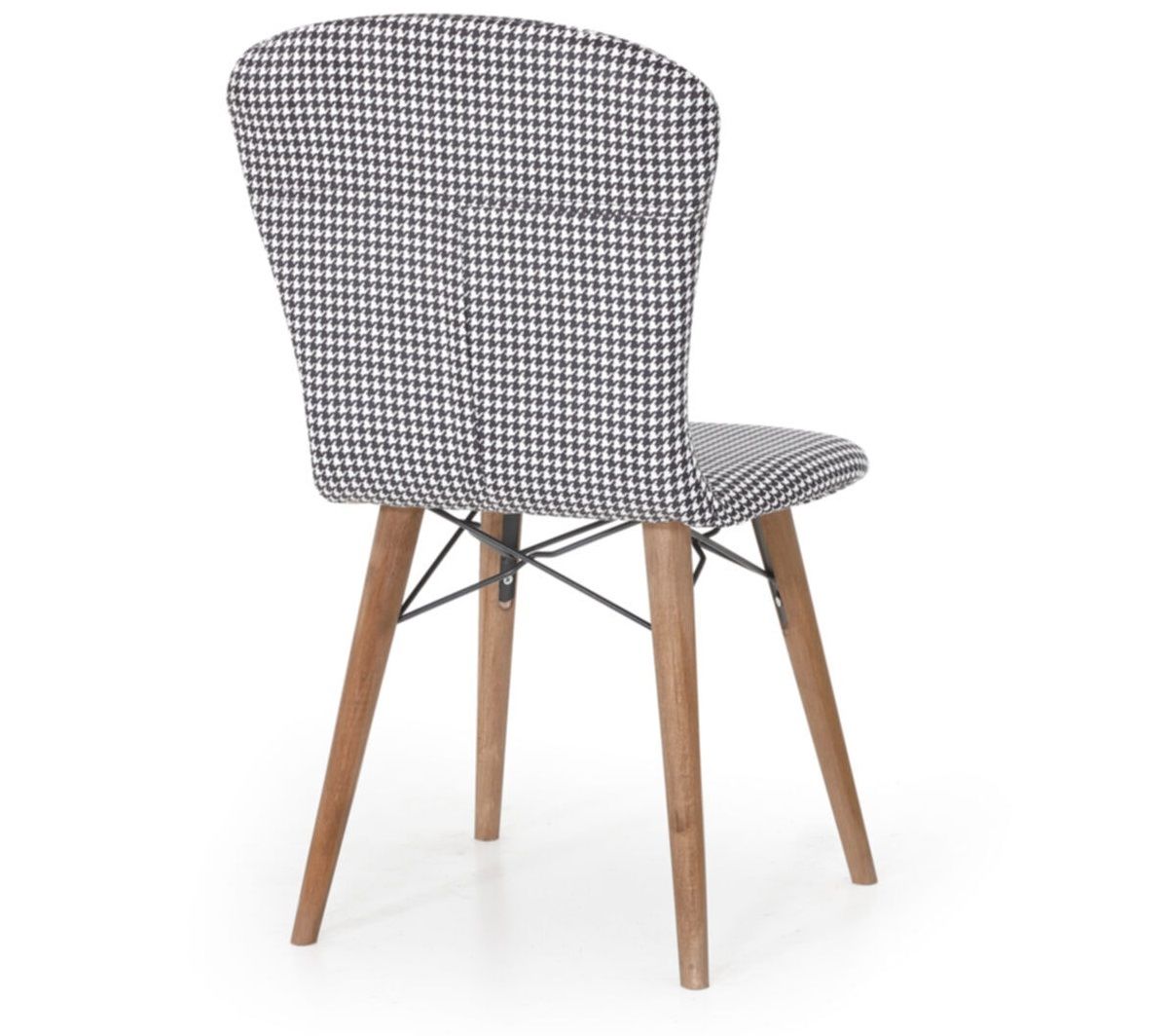 Set masa extensibila cu 6 scaune tapitate alb-negru Homs cristal 170 x 80 cm