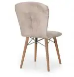 Set masa extensibila cu 6 scaune tapitate Homs cristal alb-bej 170 x 80 cm