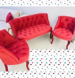 Set canapea 2 locuri cu 2 fotolii, Cafe Homs rosu