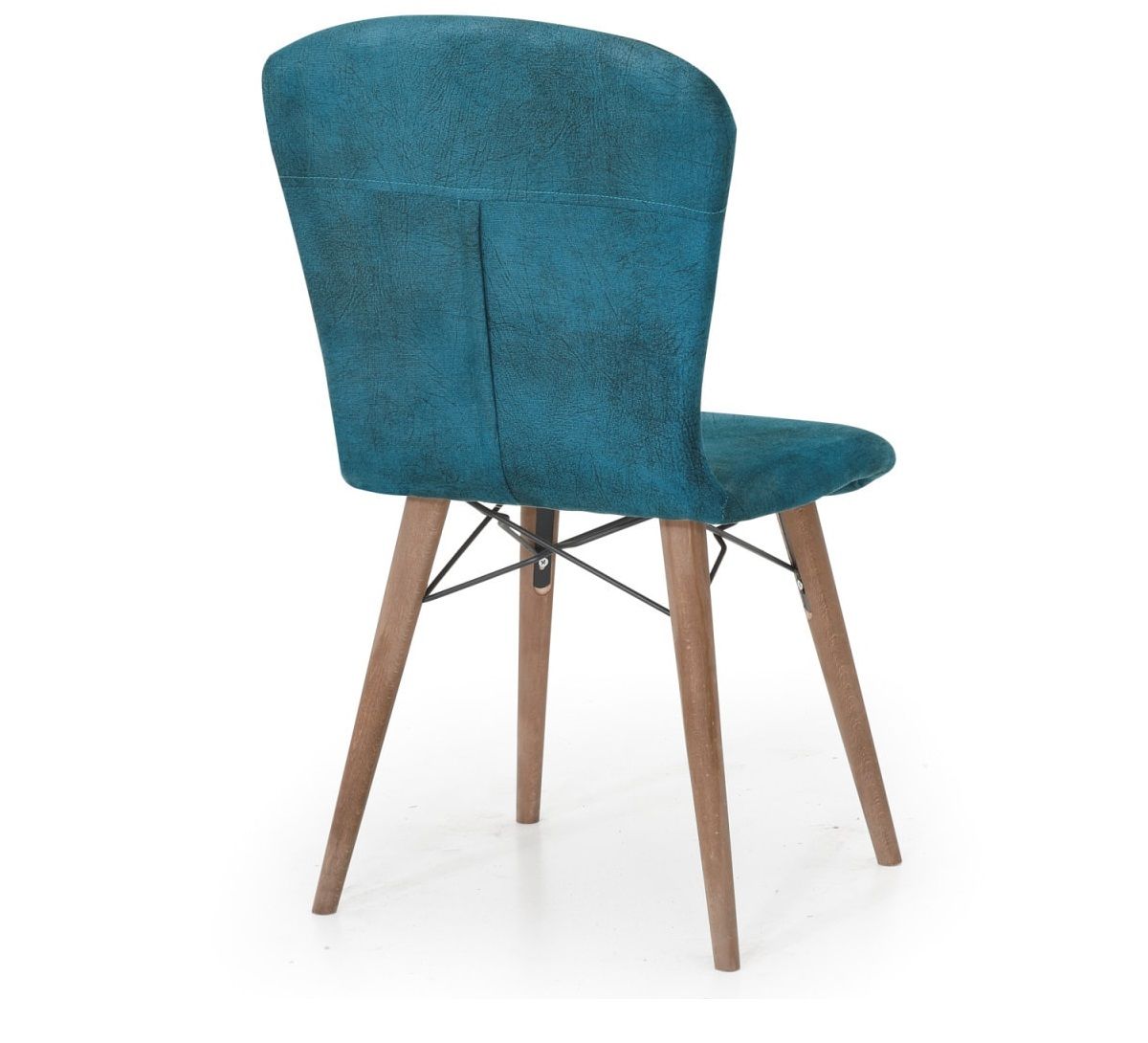 Set masa alba extensibila cu 4 scaune tapitate cobalt blue Homs picioare lemn 110 x 70 cm