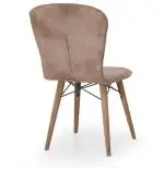 Set masa alba extensibila cu 4 scaune tapitate maro Homs Cristal 110 x 70 cm, picioare lemn