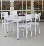 Set masa cu 4 scaune bucatarie Bella Homs 70 x 120 cm Alb