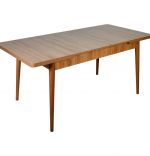 Set masa extensibila cu 4 scaune tapitate Homs nuc/bej 110 x 70 cm picioare lemn  