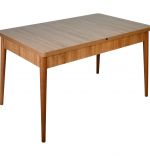 Set masa extensibila cu 4 scaune tapitate Homs nuc/bej 110 x 70 cm picioare lemn  