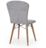 Set masa extensibila cu 4 scaune tapitate alb-negru Homs cristal 110 x 70 cm