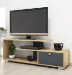 Comoda tv cu sertar Homs 120 x 42 x 30 cm, stejar-gri
