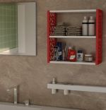 Raft de perete din PAL/PPE, Lulu Homs, alb-rosu, 50 x 45 x 20 cm