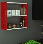 Raft de perete din PAL/PPE, Lulu Homs, alb-rosu, 50 x 45 x 20 cm