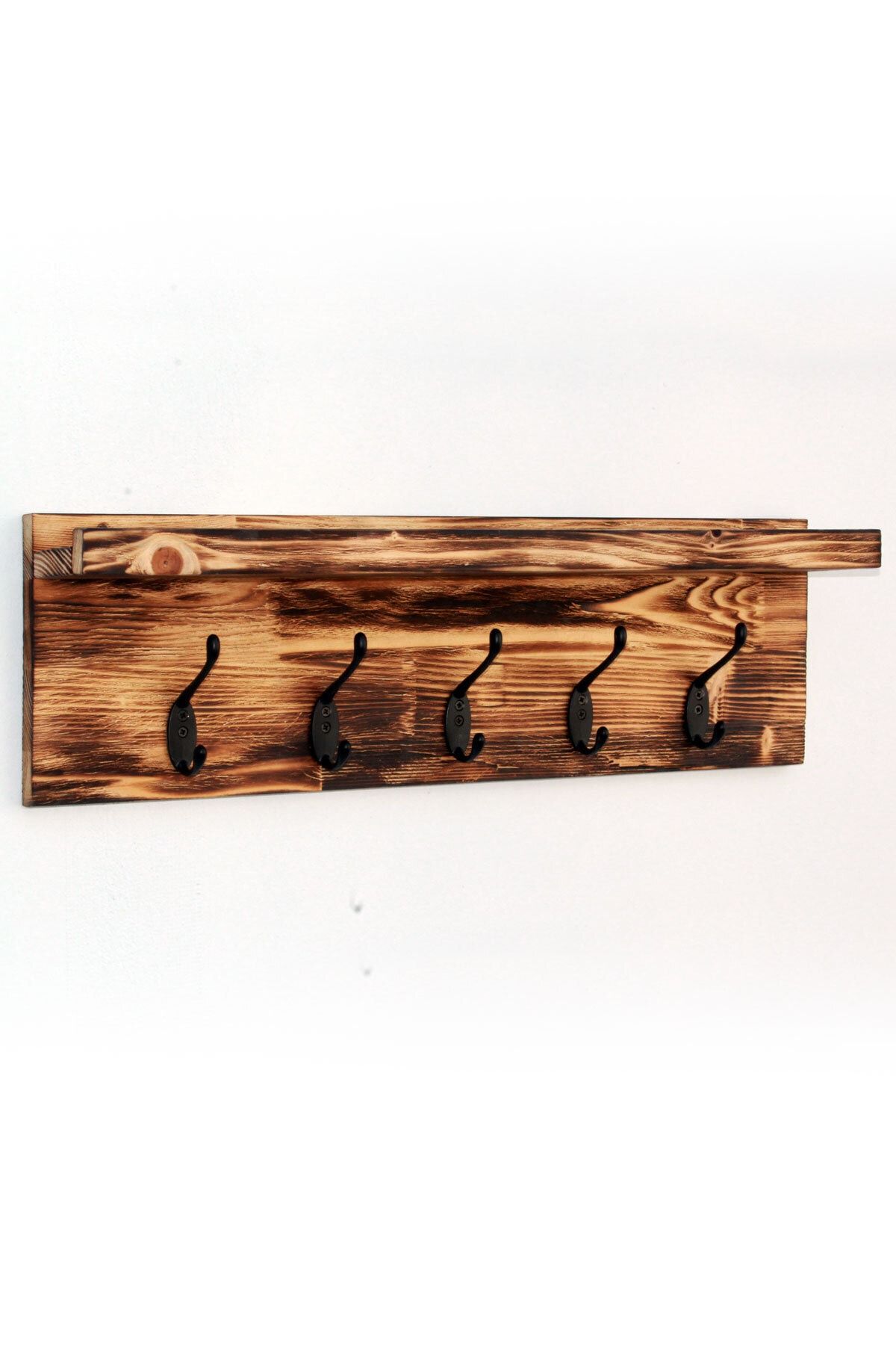 atomic Overlap Notorious Cuier din lemn cu 5 agatatori Eli Homs, 65 x 20 cm, maro rustic