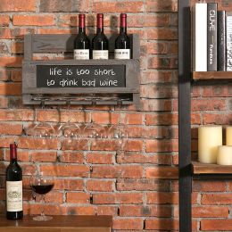 Suport sticle pentru perete din lemn Vino Homs 50 x 30 cm, gri antracit