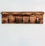 Cuier din lemn cu 5 agatatori Eli Homs, 65 x 20 cm, maro rustic