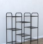 Etajera metal pentru flori 8 rafturi Decor Homs 95 x 100 x 31 cm, negru