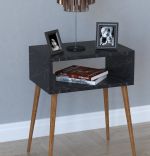 Noptiera moderna deschisa Milena Homs 45 x 30 x 60 cm, negru marmorat