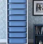 Dulap cu 8 sertare, Steli Homs, 45 x 30 x 109,5 cm alb-albastru, palppe
