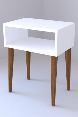 Noptiera moderna deschisa Milena Homs 45 x 30 x 60 cm, Alb-nuc