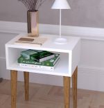 Noptiera moderna deschisa Milena Homs 45 x 30 x 60 cm, Alb-nuc