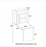 Birou suspendat pliabil Ride Homs 90 x 154.2 x 59 cm, Alb