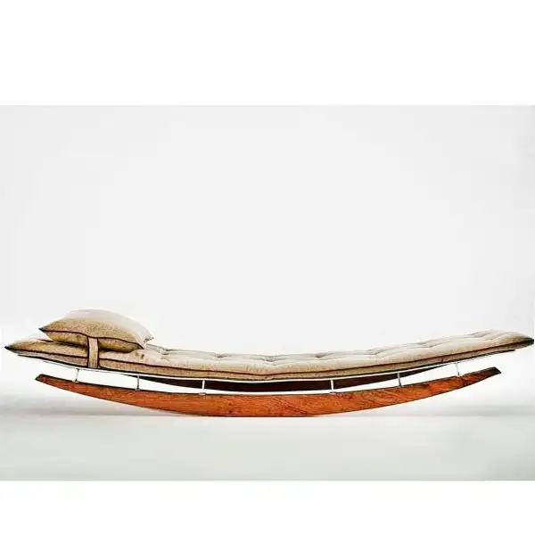 Sezlong balansoar cu perna din lemn si metal Homs 185 x 68 cm 