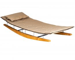 Sezlong balansoar cu perna din lemn si metal Homs 185 x 68 cm 