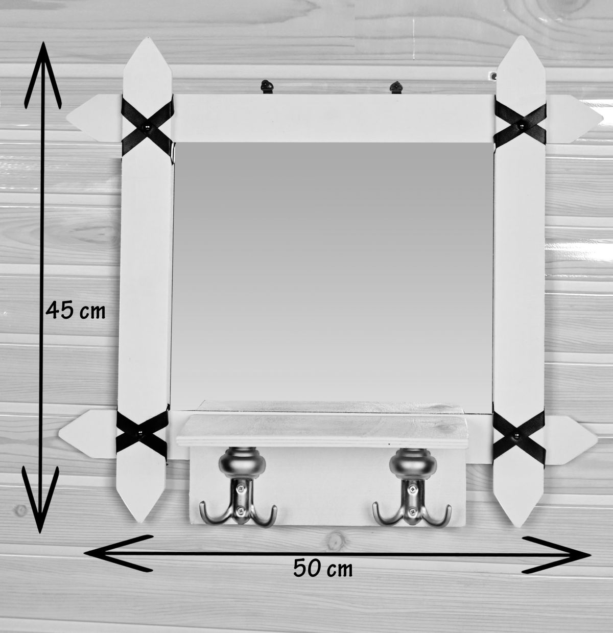 Oglinda cu agatatori Venetia Homs Alb 50 X 45 X 14, lemn stratificat