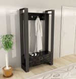 Cuier aspect marmura cu 4 agatatori, Carlotta Homs, 100 x 35 x 180 cm, negru