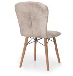 Set masa extensibila cu 6 scaune tapitate Homs marmura/bej 170 x 80 cm picioare lemn  