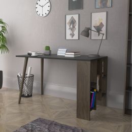 Birou cu rafturi Vitto Homs gri-nuc 120 x 60 x 73.8 cm