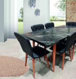 Set masa extensibila cu 6 scaune tapitate Homs cristal negru 170 x 80 cm