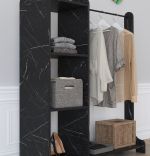 Suport umerase cu 3 rafturi Moda Homs 106 x 35 x 128 cm, Negru marmorat