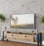 Comoda tv cu picioare metal Homs 150 cm, nuc-negru,30403