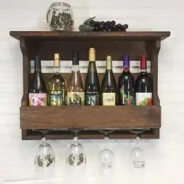 Suport vin din lemn,seria wood, Homs 65 x 13 x 46 cm ,700110