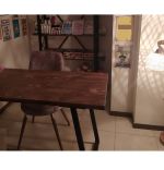 Set masa + 4 scaune metal,lemn, Dream Homs, negru-nuc,140 x 60 x 75 cm,seria A620, 30016