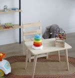 Set masa+ 1 scaun pentru copii lemn natural Homs,seria A-620,Alb,30166