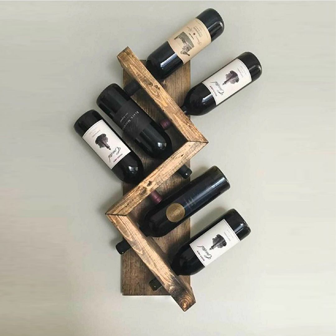 Stand sticle vin din lemn, Homs seria A-620, Natur, 60 x 17 x 10 cm,30095